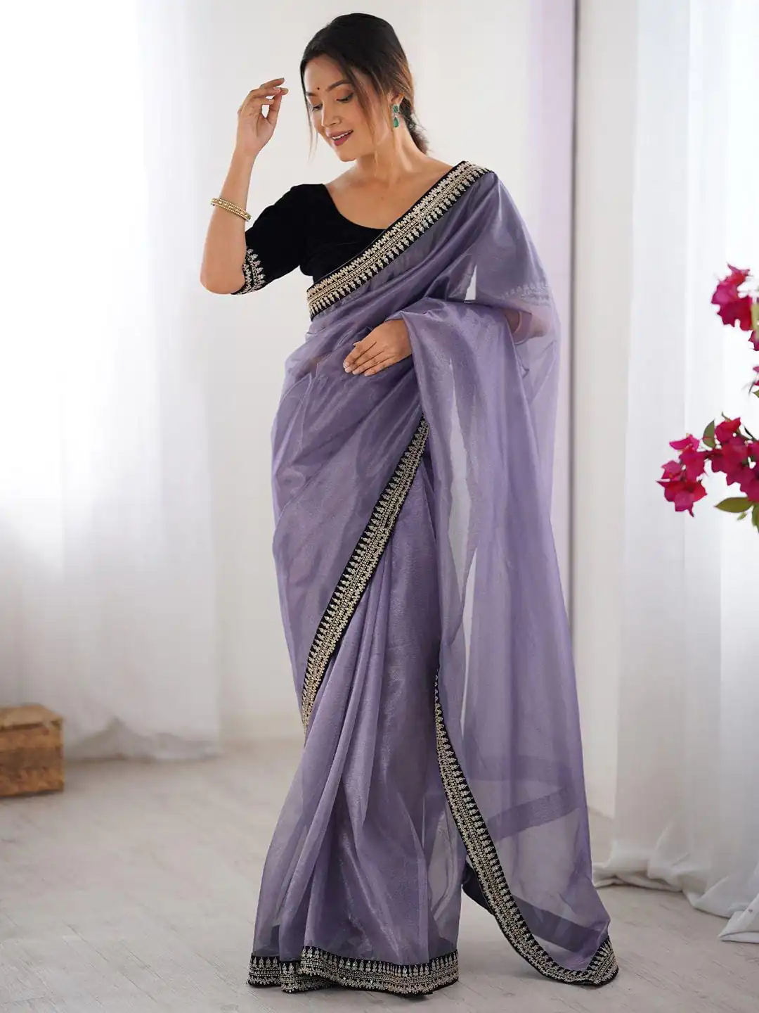 Lavender Soft Twil Net Silk Embroidery Work Saree | Sarees, Bollywood Sarees, Creative Sarees, Designer Sarees, Embroidered Sarees, Ethnic Saree, Modern Digital sarees, Party Wear Sarees