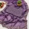 Lavender Star Georgette Silk Embroidery Work Saree | Sarees, Bollywood Sarees, Creative Sarees, Designer Sarees, Embroidered Sarees, Ethnic Saree, Modern Digital sarees, Party Wear Sarees