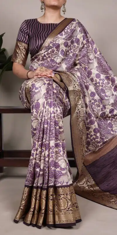 Lavender Tasar Silk Lace Border Work Saree | Sarees, Bollywood Sarees, Creative Sarees, Designer Sarees, Embroidered Sarees, Ethnic Saree, Modern Digital sarees, Party Wear Sarees