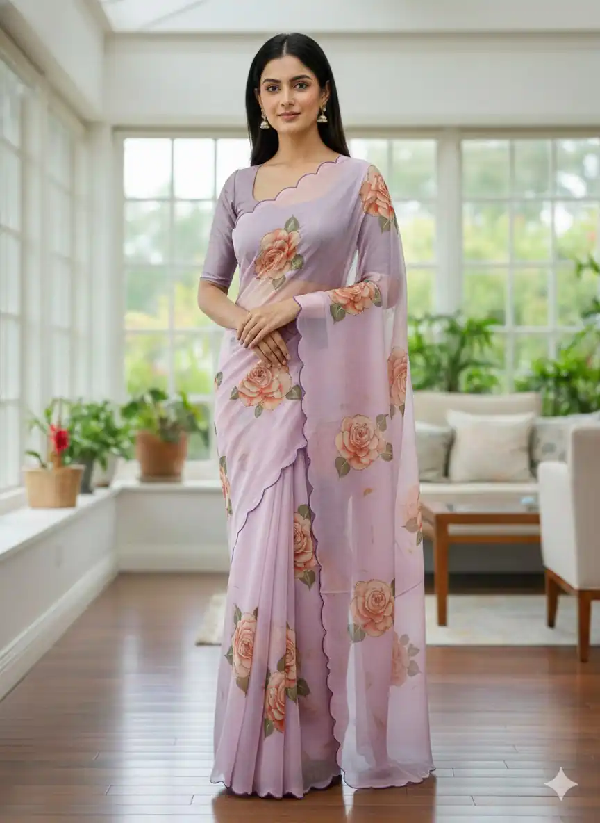Lavender TB Organza Digital Print Saree | Sarees, Bollywood Sarees, Creative Sarees, Designer Sarees, Embroidered Sarees, Ethnic Saree, Modern Digital sarees, Party Wear Sarees