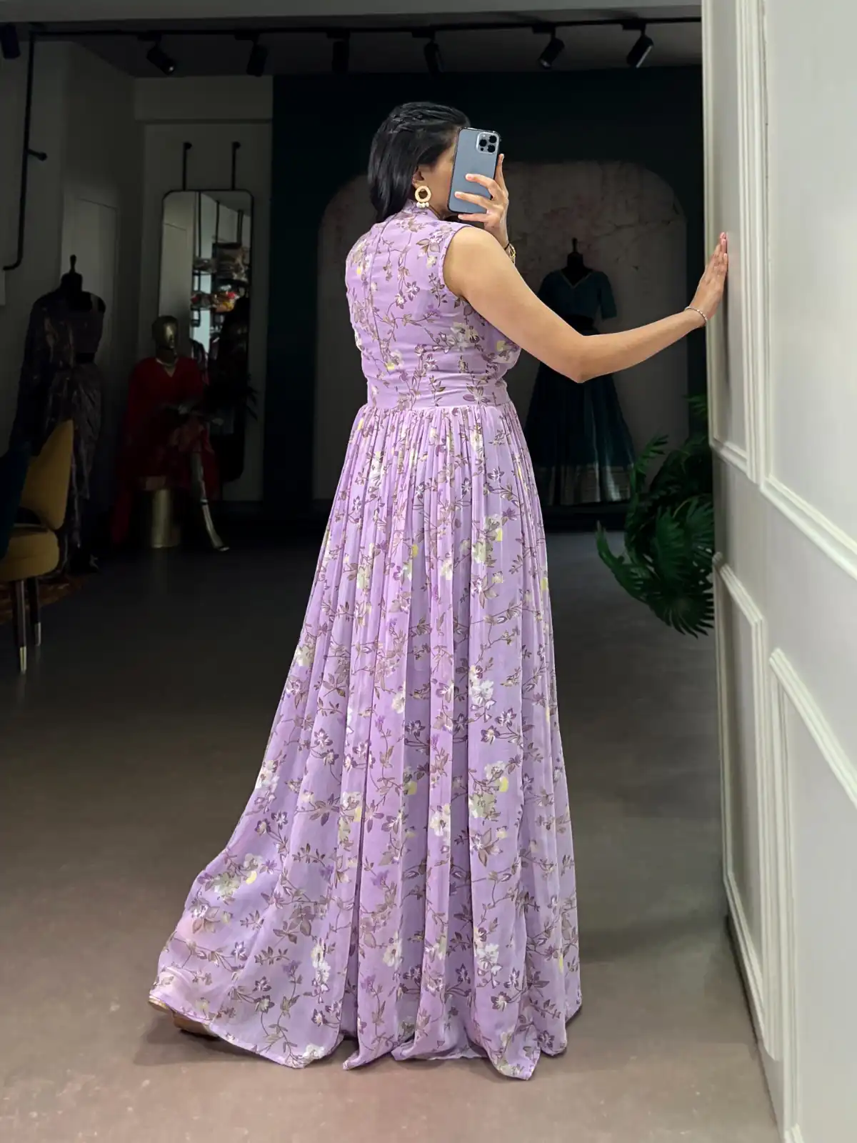 Lavender Weightless Marbal Floral Print Gown | Gowns, Bollywood Gowns, Creative Gowns, Designer Gowns, Embroidered Gowns, Party Wear Gowns