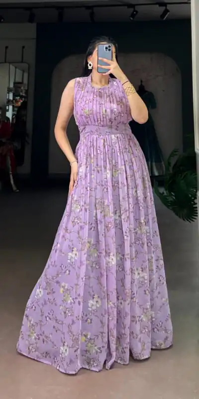 Lavender Weightless Marbal Floral Print Gown | Gowns, Bollywood Gowns, Creative Gowns, Designer Gowns, Embroidered Gowns, Party Wear Gowns