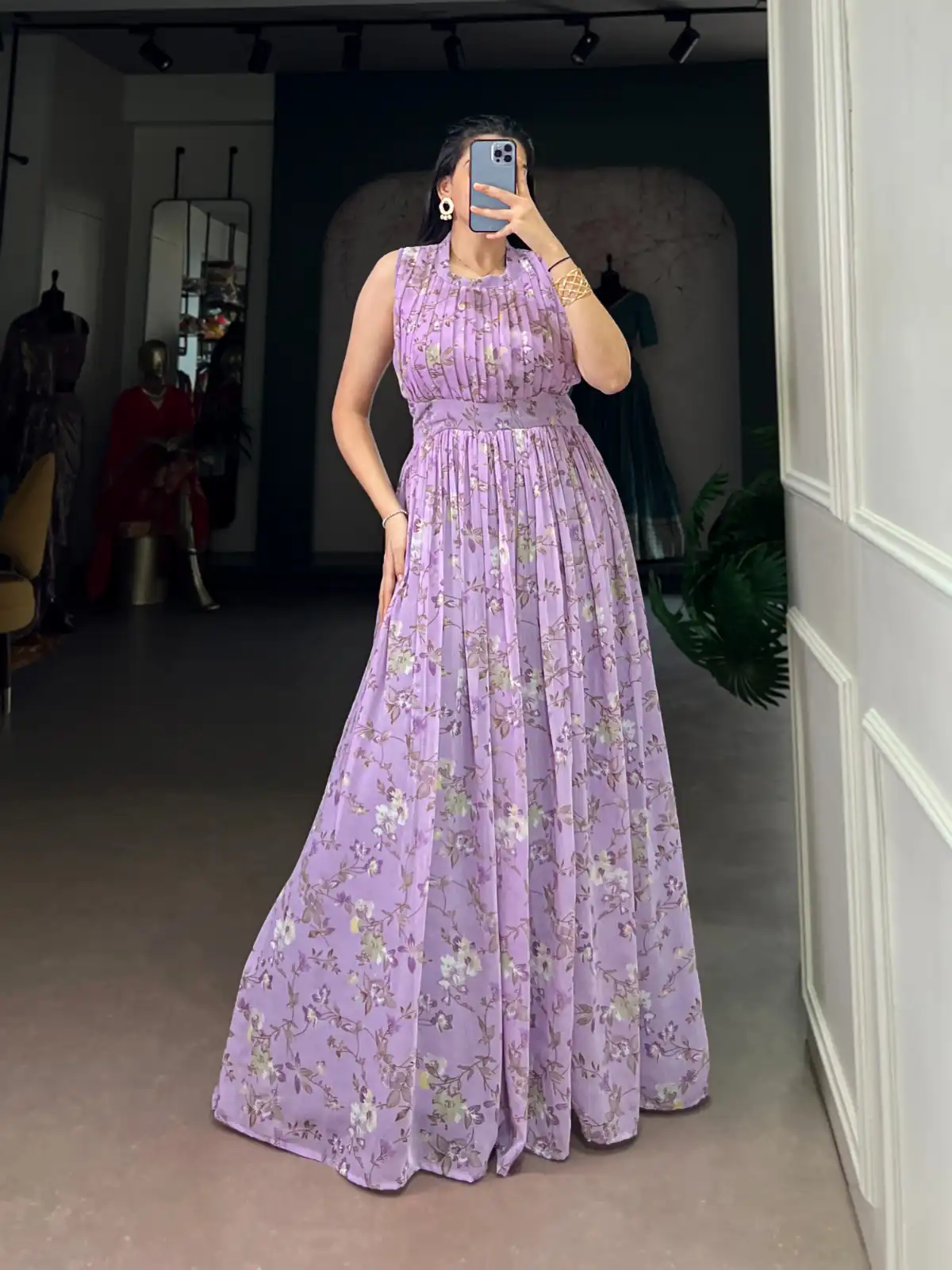 Lavender Weightless Marbal Floral Print Gown | Gowns, Bollywood Gowns, Creative Gowns, Designer Gowns, Embroidered Gowns, Party Wear Gowns