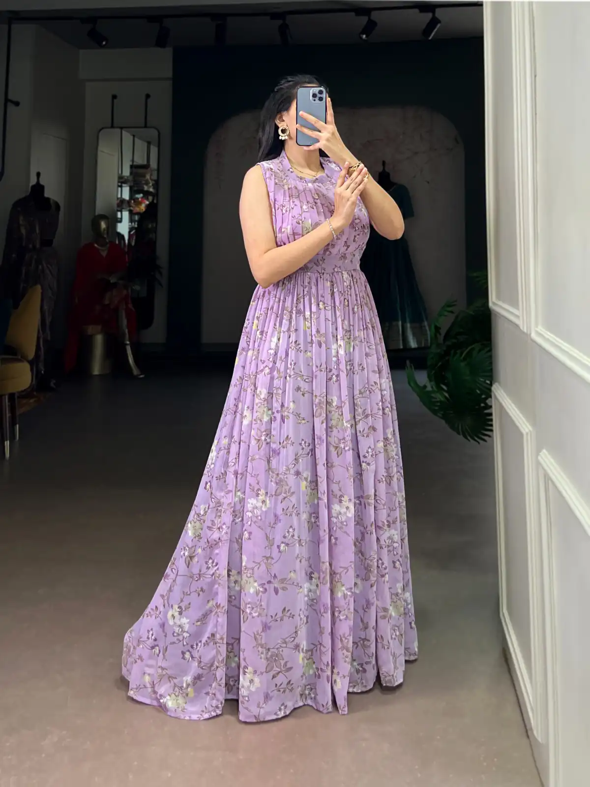 Lavender Weightless Marbal Floral Print Gown | Gowns, Bollywood Gowns, Creative Gowns, Designer Gowns, Embroidered Gowns, Party Wear Gowns