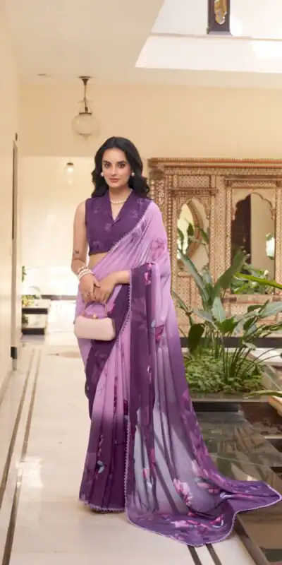 Lavender Weightless Printed Saree | Sarees, Bollywood Sarees, Creative Sarees, Designer Sarees, Embroidered Sarees, Ethnic Saree, Modern Digital sarees, Party Wear Sarees
