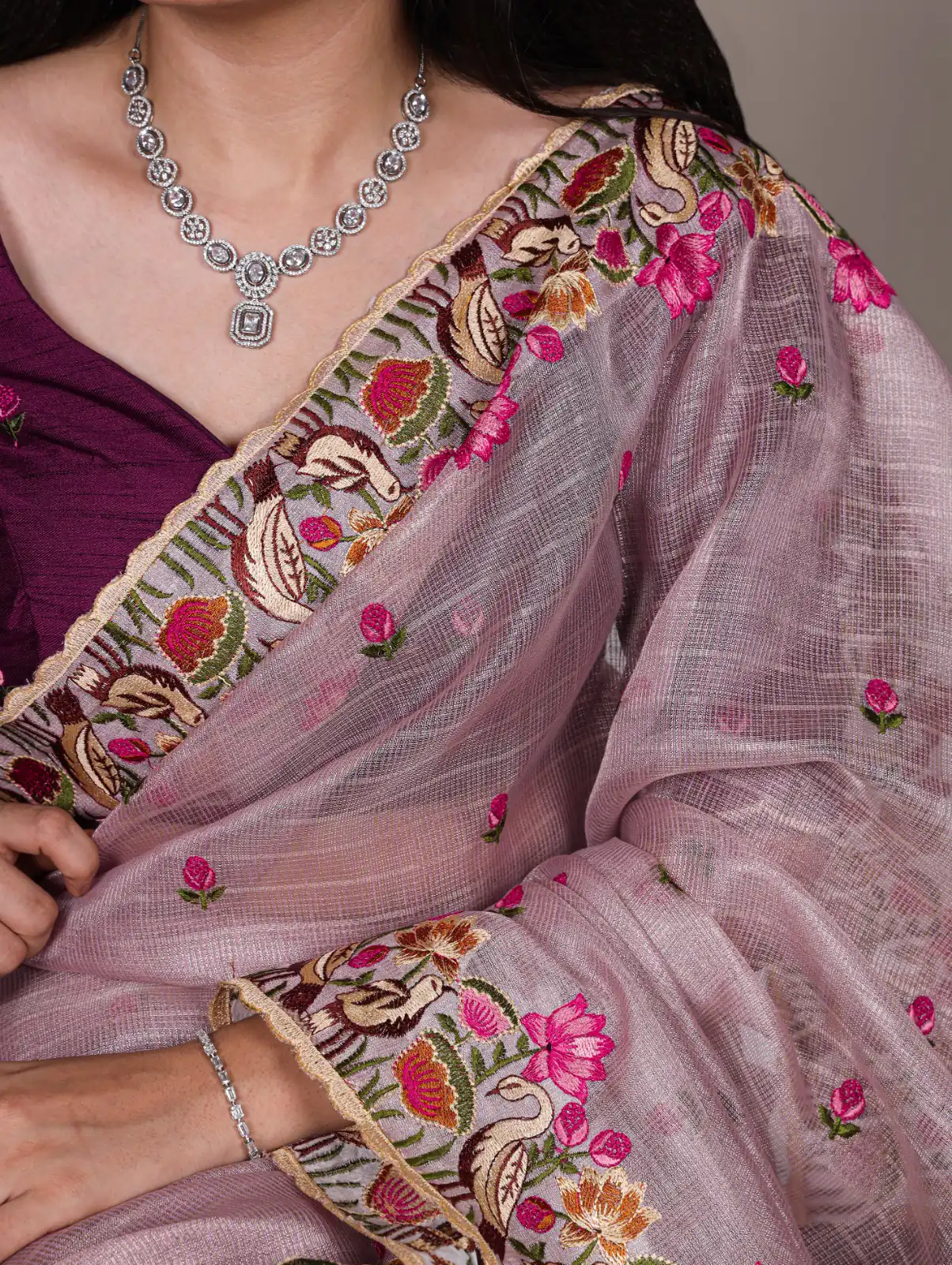Lavender Zari Kota Tissue Embroidery Zari Work Saree | Sarees, Bollywood Sarees, Creative Sarees, Designer Sarees, Embroidered Sarees, Ethnic Saree, Modern Digital sarees, Party Wear Sarees