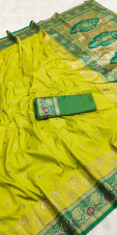 Lemon Yellow Banarasi Silk Gold Zari Border Saree | Sarees, Bollywood Sarees, Creative Sarees, Designer Sarees, Embroidered Sarees, Ethnic Saree, Modern Digital sarees, Party Wear Sarees