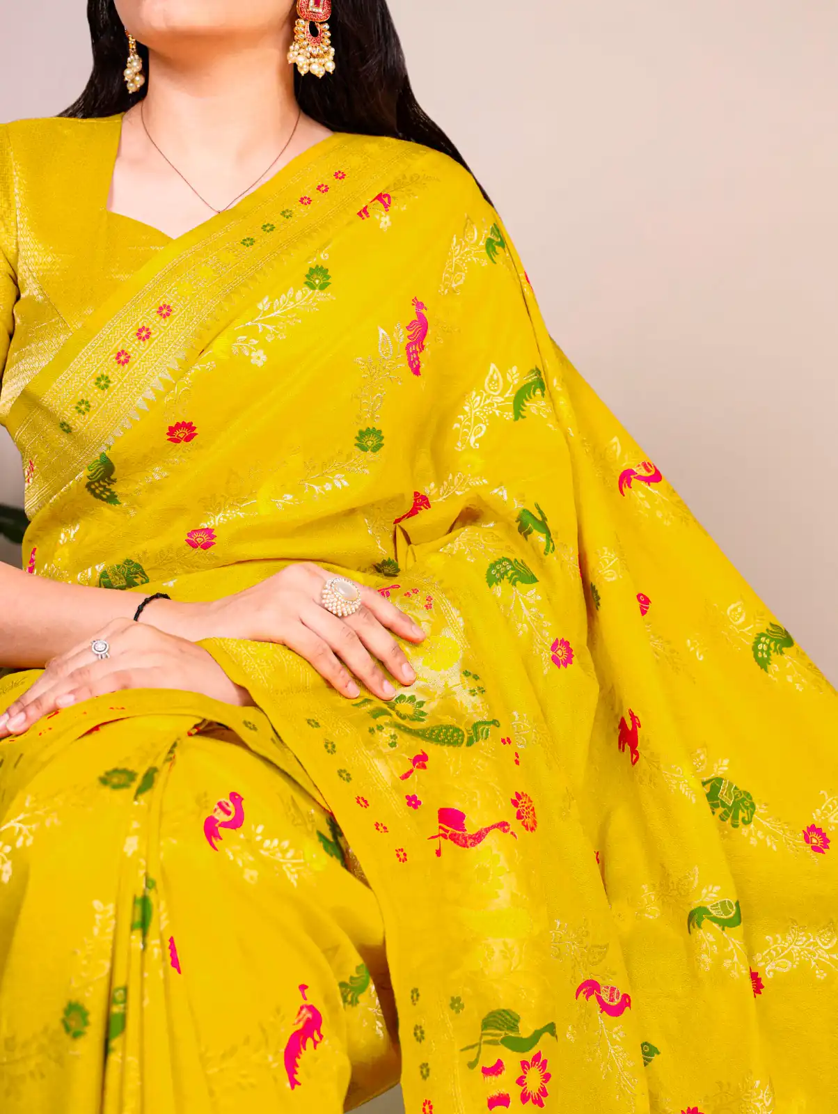 Lemon Yellow Nylon Weaving Work Saree | Sarees, Bollywood Sarees, Creative Sarees, Designer Sarees, Embroidered Sarees, Ethnic Saree, Modern Digital sarees, Party Wear Sarees