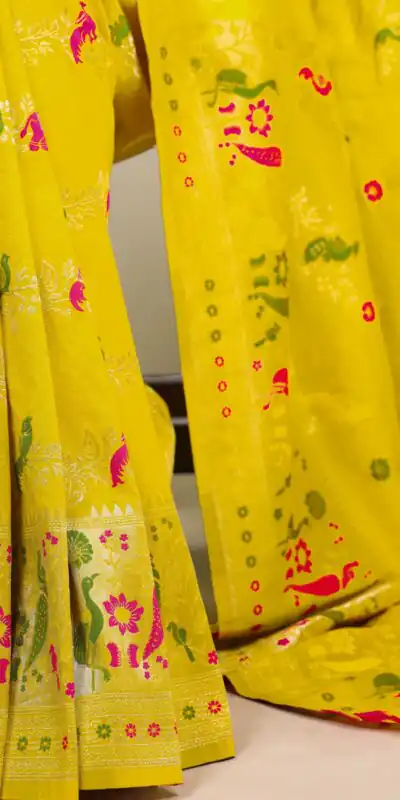 Lemon Yellow Nylon Weaving Work Saree | Sarees, Bollywood Sarees, Creative Sarees, Designer Sarees, Embroidered Sarees, Ethnic Saree, Modern Digital sarees, Party Wear Sarees