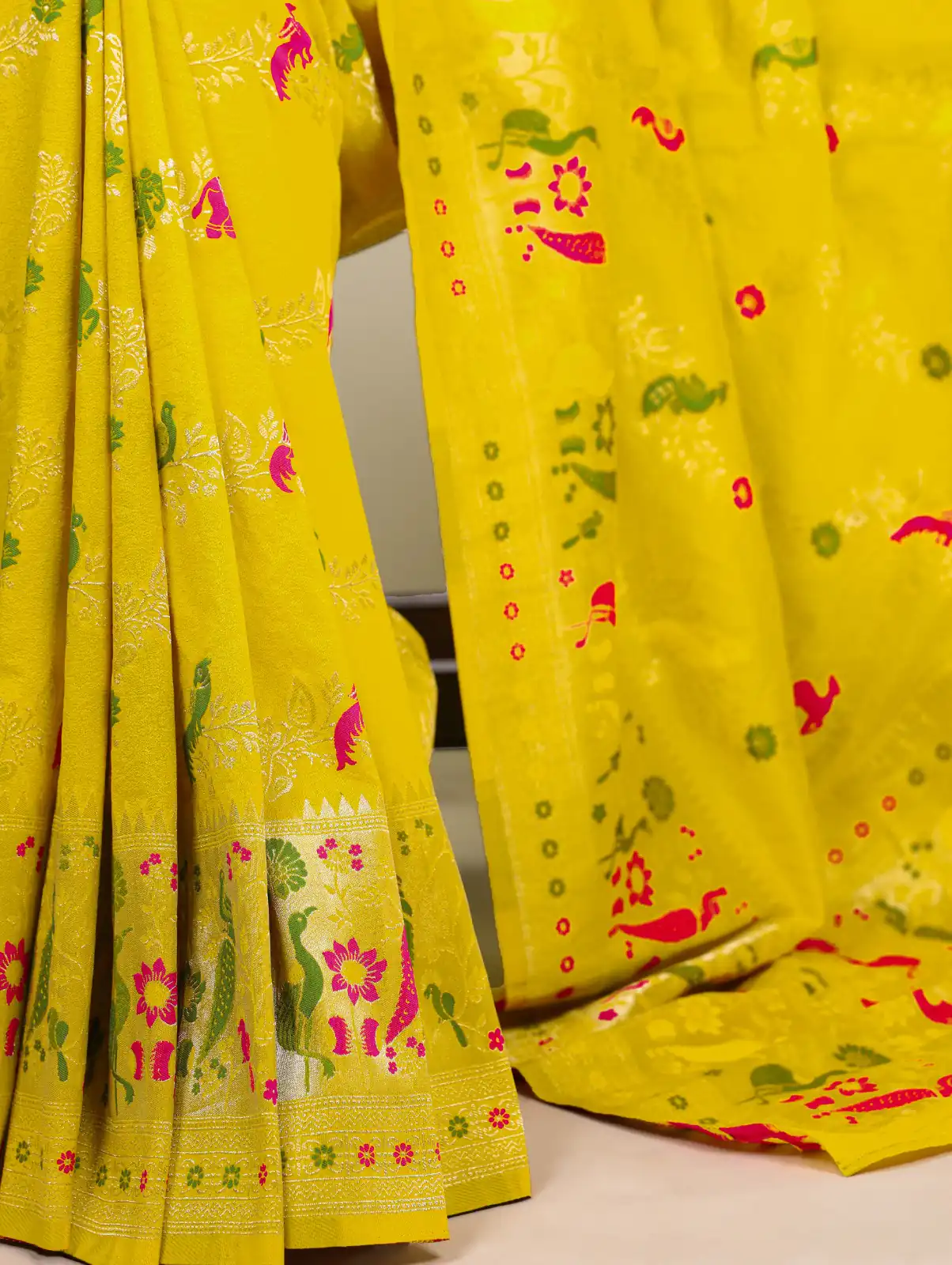 Lemon Yellow Nylon Weaving Work Saree | Sarees, Bollywood Sarees, Creative Sarees, Designer Sarees, Embroidered Sarees, Ethnic Saree, Modern Digital sarees, Party Wear Sarees