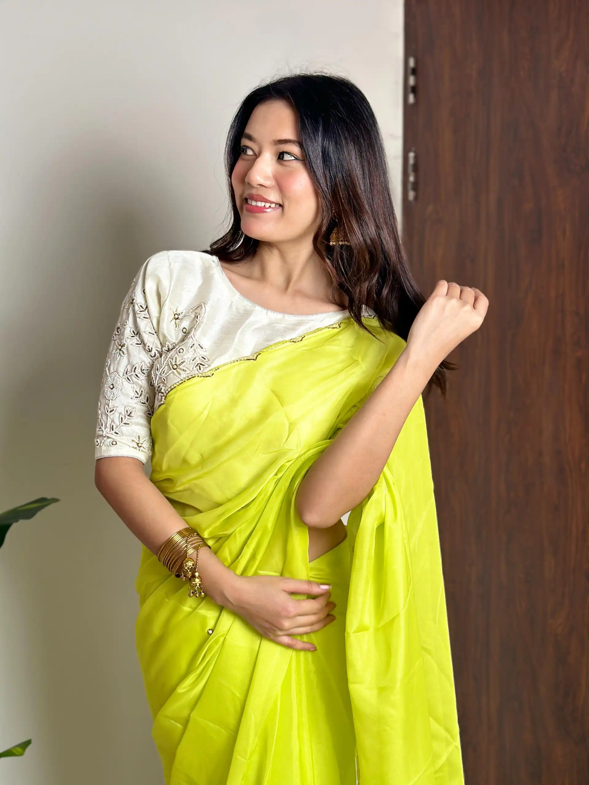 Lemon Yellow Soft Organza With Handwork Saree | Sarees, Bollywood Sarees, Creative Sarees, Designer Sarees, Embroidered Sarees, Ethnic Saree, Modern Digital sarees, Party Wear Sarees