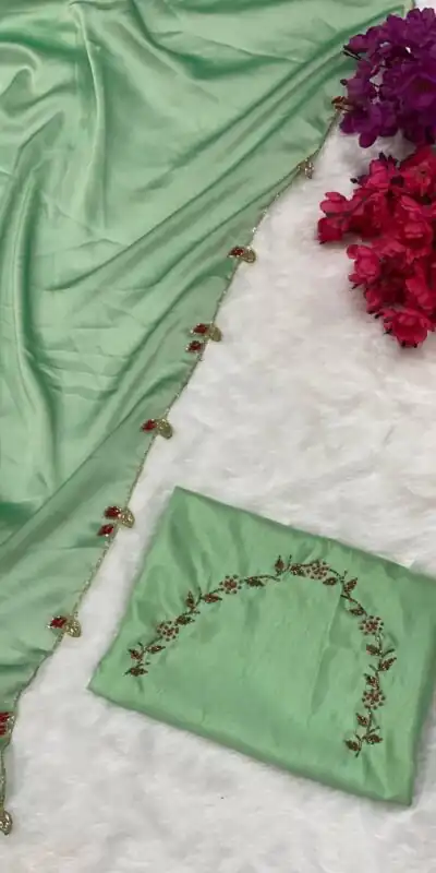 Light Green Rangoli Silk Handwork And Cutwork With Pearl Saree | Sarees, Bollywood Sarees, Creative Sarees, Designer Sarees, Embroidered Sarees, Ethnic Saree, Modern Digital sarees, Party Wear Sarees