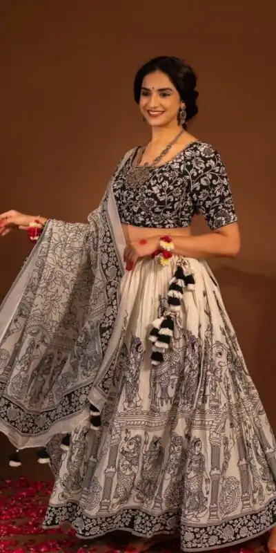 Light Peach Cotton Kalamkari Print Lehenga Choli | Lehenga, Bollywood Lehenga, Creative Lehenga, Designer Lehenga, Embroidered Lehenga, Party Wear Lehenga
