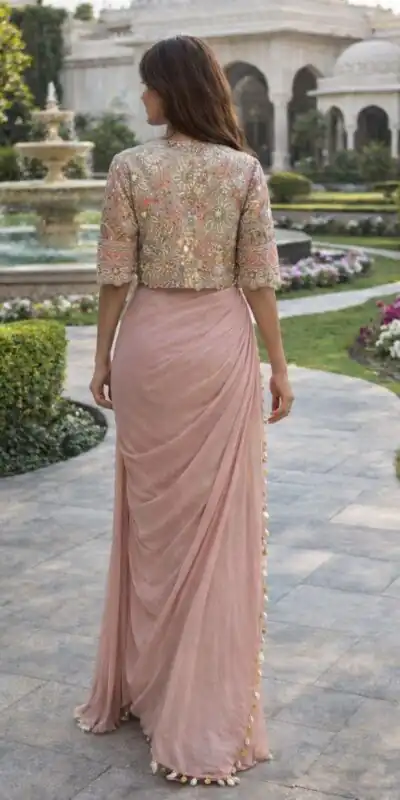 Light Peach Crap Silk Embroidery Lace Work Saree | Sarees, Bollywood Sarees, Creative Sarees, Designer Sarees, Embroidered Sarees, Ethnic Saree, Modern Digital sarees, Party Wear Sarees