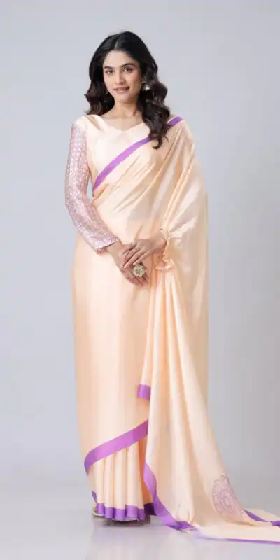 Light Peach Japan Satin Digital Print Work Saree | Sarees, Bollywood Sarees, Creative Sarees, Designer Sarees, Embroidered Sarees, Ethnic Saree, Modern Digital sarees, Party Wear Sarees