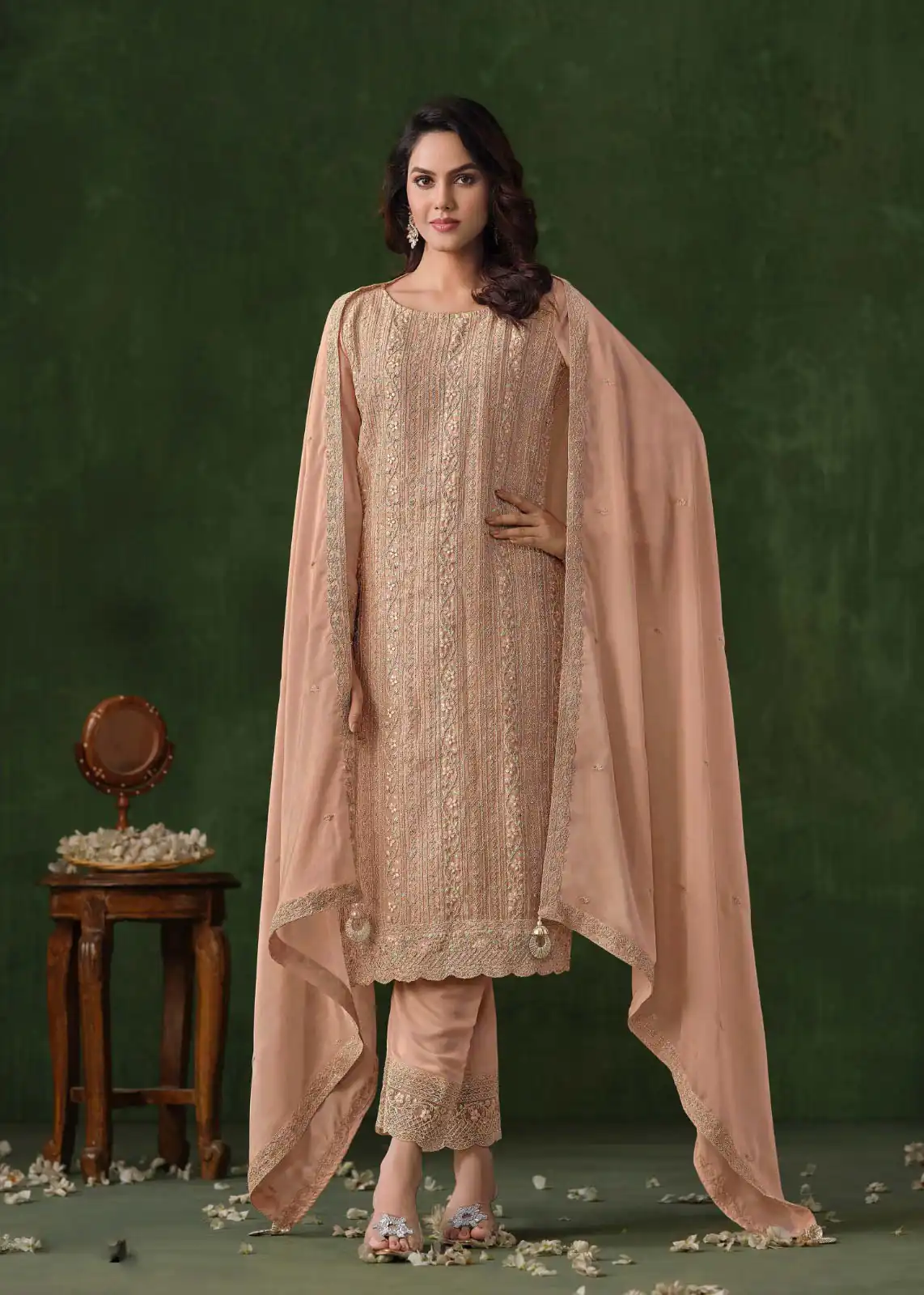 Light Peach Rangoli Coding Sequence Work Salwar Suit | Jump Suits, Salwar suit, Casual Suits, Creative suits, Designer Suits, Palazzo Suits, Party Wear Suits, Patiala Suits, Straight Suits