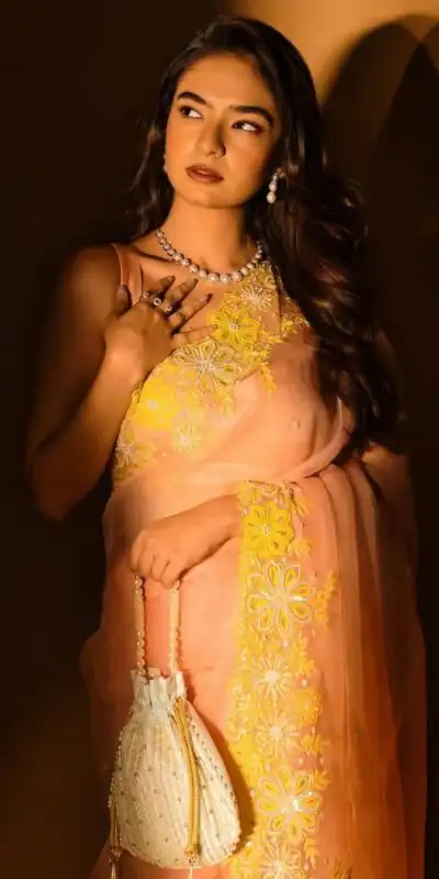 Light Peach Soft Organza Sequence Zari Work Saree | Sarees, Bollywood Sarees, Creative Sarees, Designer Sarees, Embroidered Sarees, Ethnic Saree, Modern Digital sarees, Party Wear Sarees