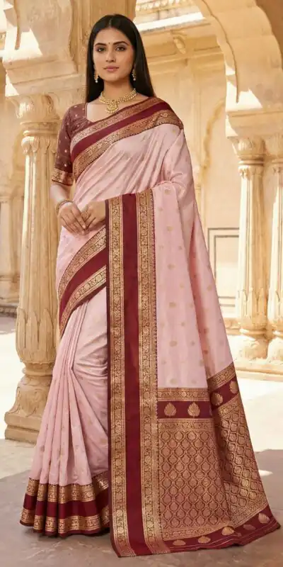 Light Pink Banarasi Gold Zari Work Saree | Sarees, Bollywood Sarees, Creative Sarees, Designer Sarees, Embroidered Sarees, Ethnic Saree, Modern Digital sarees, Party Wear Sarees