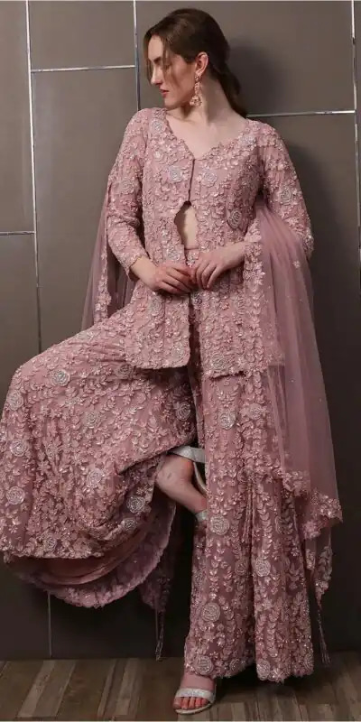 Light Pink Faux Georgette Lace Work Salwar Suit | Jump Suits, Salwar suit, Casual Suits, Creative suits, Designer Suits, Palazzo Suits, Party Wear Suits, Patiala Suits, Straight Suits