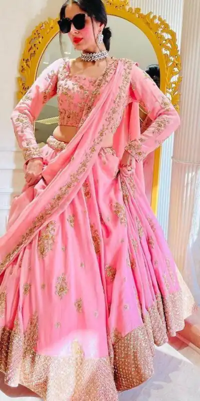 Light Pink Fox Georgette Embroidery Sequins Work Lehenga Choli | Lehenga, Bollywood Lehenga, Creative Lehenga, Designer Lehenga, Embroidered Lehenga, Party Wear Lehenga