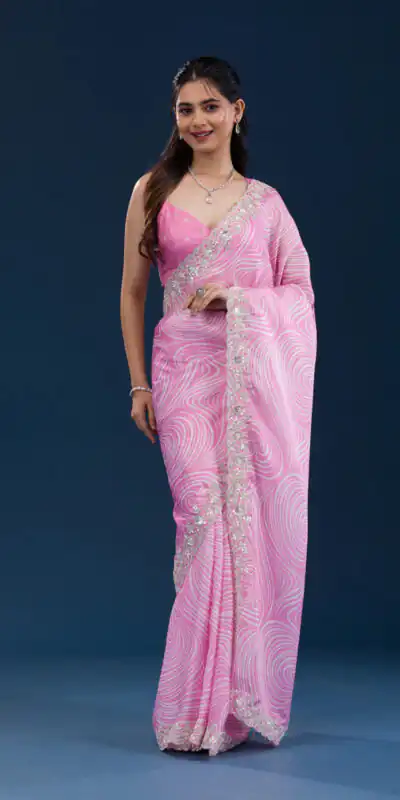 Light Pink Georgette Digital Prints Embroidery Codding Sequins Work Saree | Sarees, Bollywood Sarees, Creative Sarees, Designer Sarees, Embroidered Sarees, Ethnic Saree, Modern Digital sarees, Party Wear Sarees