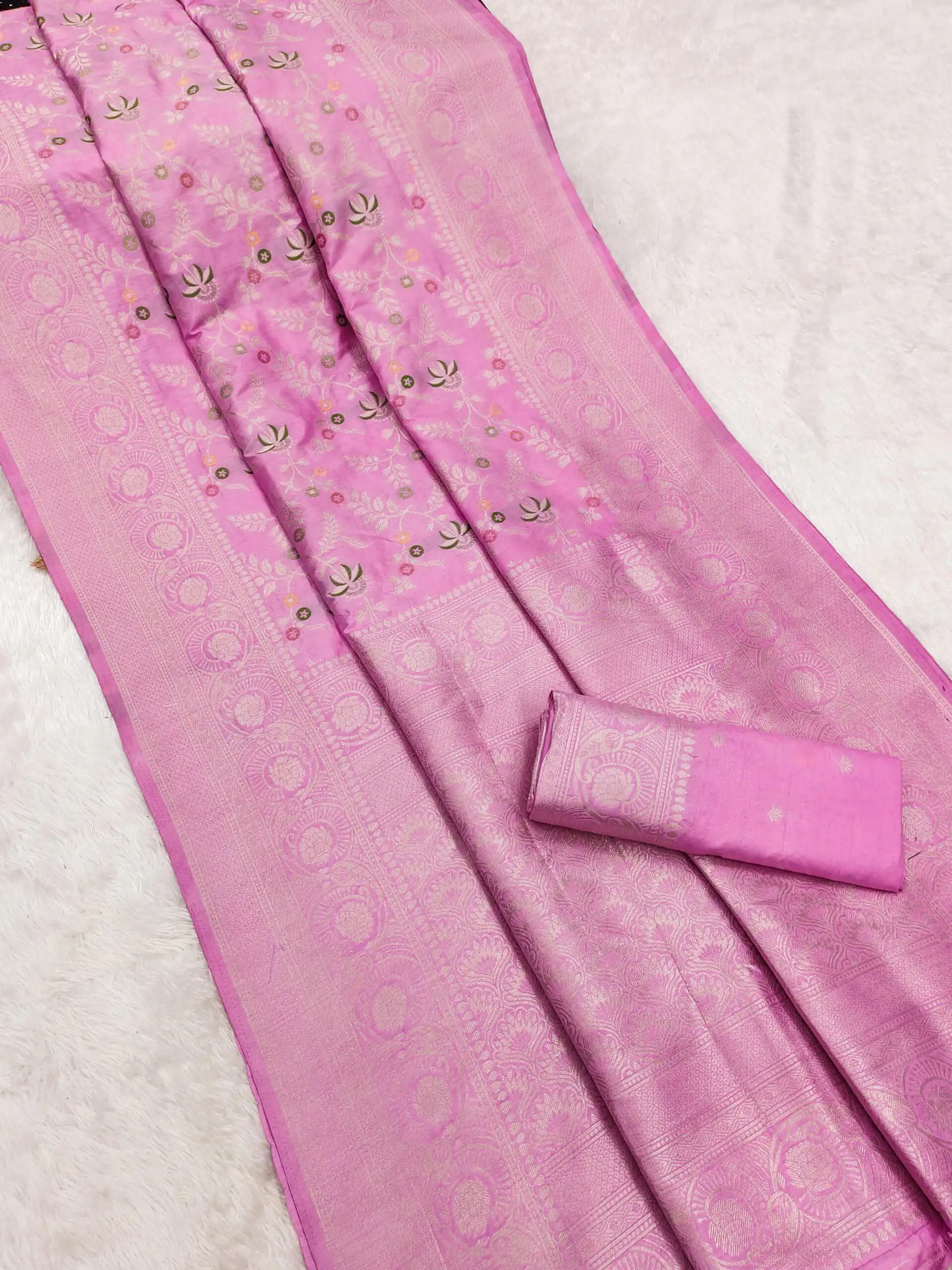 Light Pink Khaddi Pashmina Floral Print Zari Work Saree | Sarees, Bollywood Sarees, Creative Sarees, Designer Sarees, Embroidered Sarees, Ethnic Saree, Modern Digital sarees, Party Wear Sarees