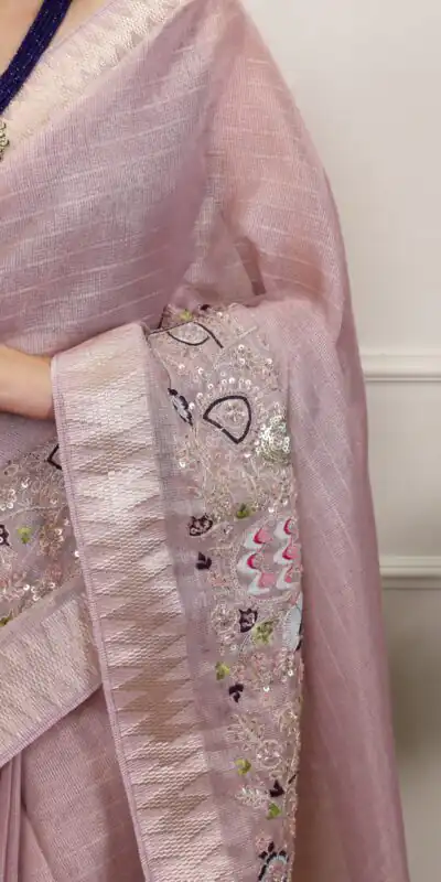 Light Pink Kota Tissue Zari Embroidery Work Saree | Sarees, Bollywood Sarees, Creative Sarees, Designer Sarees, Embroidered Sarees, Ethnic Saree, Modern Digital sarees, Party Wear Sarees