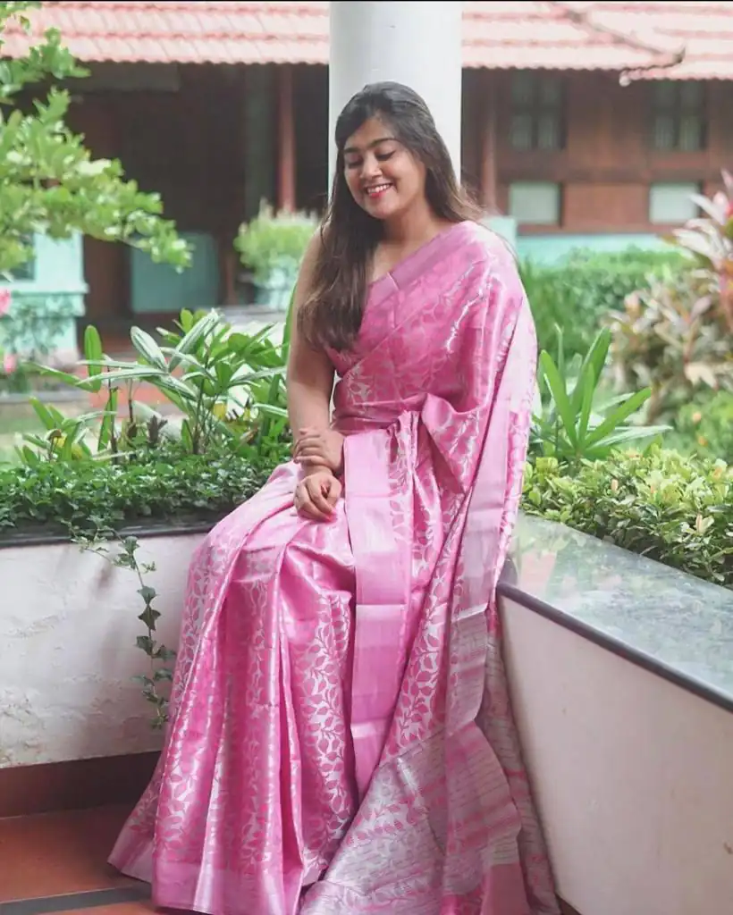 Light Pink Lichi Silk Lace Work Border Saree | Sarees, Bollywood Sarees, Creative Sarees, Designer Sarees, Embroidered Sarees, Ethnic Saree, Modern Digital sarees, Party Wear Sarees