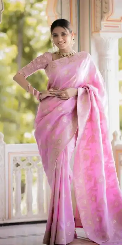 Light Pink Soft Litchi Silk All Over Weaving Saree | Sarees, Bollywood Sarees, Creative Sarees, Designer Sarees, Embroidered Sarees, Ethnic Saree, Modern Digital sarees, Party Wear Sarees