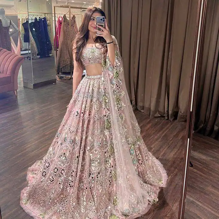 Light Pink Soft Net Embroidered Lehenga Choli | Lehenga, Bollywood Lehenga, Creative Lehenga, Designer Lehenga, Embroidered Lehenga, Party Wear Lehenga