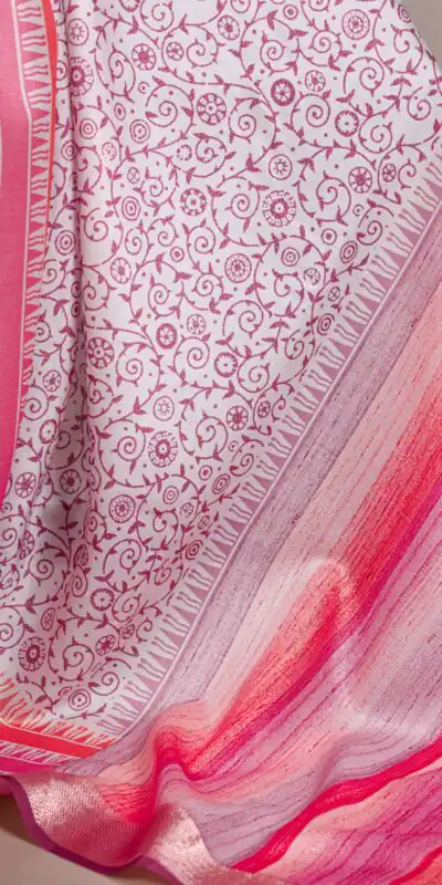 Light Pink Tasar Silk With Printed Viscose Border Saree | Sarees, Bollywood Sarees, Creative Sarees, Designer Sarees, Embroidered Sarees, Ethnic Saree, Modern Digital sarees, Party Wear Sarees
