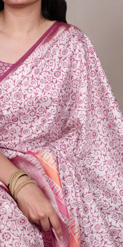 Light Pink Tasar Silk With Printed Viscose Border Saree | Sarees, Bollywood Sarees, Creative Sarees, Designer Sarees, Embroidered Sarees, Ethnic Saree, Modern Digital sarees, Party Wear Sarees