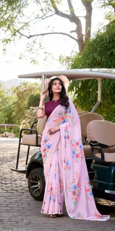 Light Pink Weightless Marble Floral Printed Saree | Sarees, Bollywood Sarees, Creative Sarees, Designer Sarees, Embroidered Sarees, Ethnic Saree, Modern Digital sarees, Party Wear Sarees