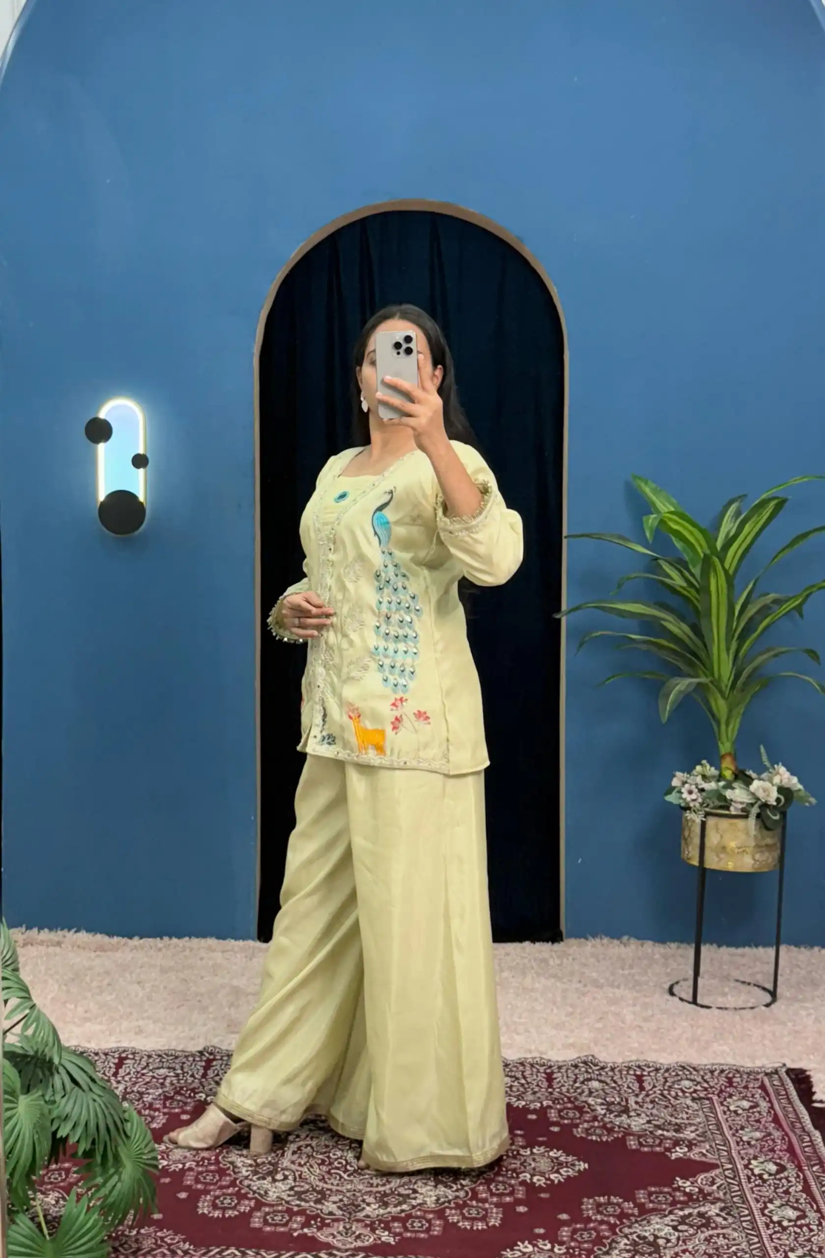 Light Pista Shimmer Embroidery Moti With Mirror Salwar Suit | Jump Suits, Salwar suit, Casual Suits, Creative suits, Designer Suits, Palazzo Suits, Party Wear Suits, Patiala Suits, Straight Suits