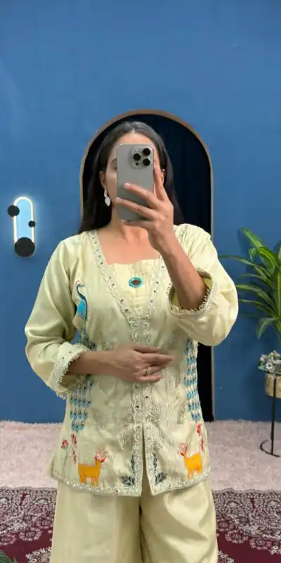 Light Pista Shimmer Embroidery Moti With Mirror Salwar Suit | Jump Suits, Salwar suit, Casual Suits, Creative suits, Designer Suits, Palazzo Suits, Party Wear Suits, Patiala Suits, Straight Suits