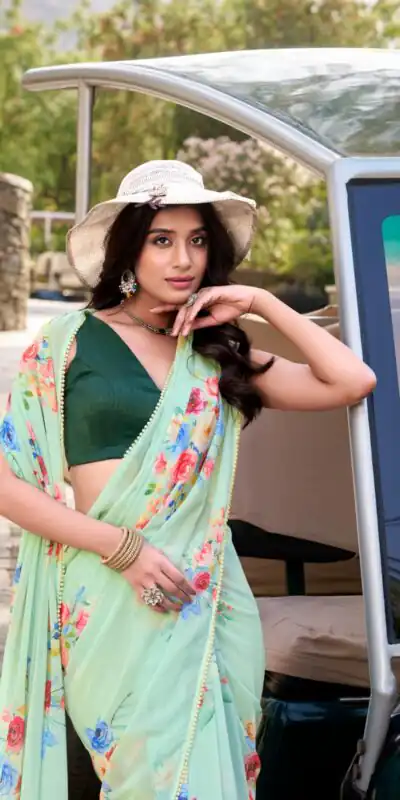 Light Pista Weightless Marble Floral Printed Saree | Sarees, Bollywood Sarees, Creative Sarees, Designer Sarees, Embroidered Sarees, Ethnic Saree, Modern Digital sarees, Party Wear Sarees