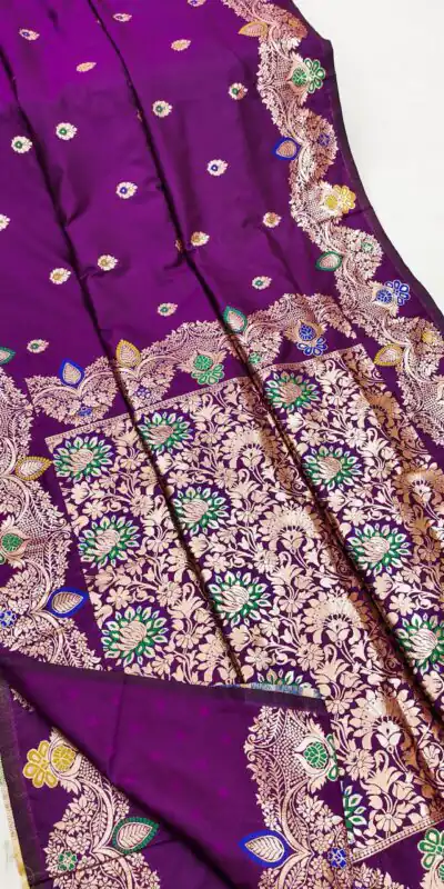 Light Purple Banarasi Lace Work Gold Zari Border Saree | Sarees, Bollywood Sarees, Creative Sarees, Designer Sarees, Embroidered Sarees, Ethnic Saree, Modern Digital sarees, Party Wear Sarees
