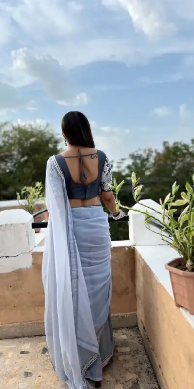 Light Purple Georgette Embroidery Work Lace Saree | Sarees, Bollywood Sarees, Creative Sarees, Designer Sarees, Embroidered Sarees, Ethnic Saree, Modern Digital sarees, Party Wear Sarees