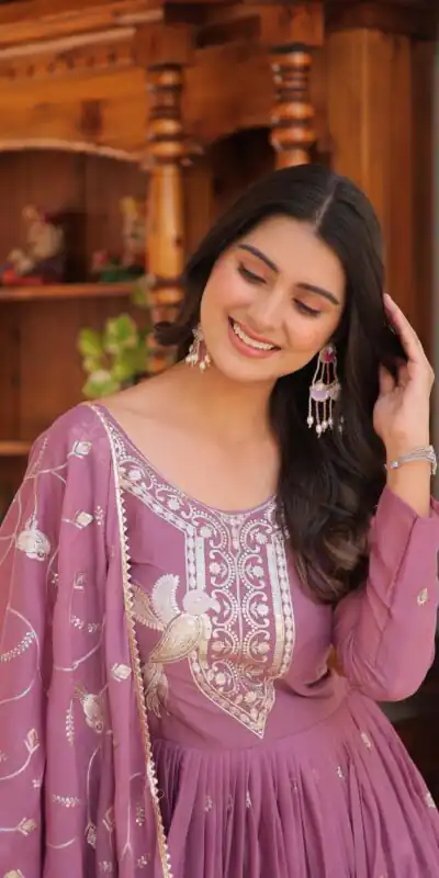 Light Purple Star Georgette Sequence Embroidery Work Anarkali Gown | Gowns, Bollywood Gowns, Creative Gowns, Designer Gowns, Embroidered Gowns, Party Wear Gowns, Straight Suits