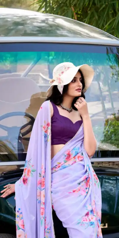 Light Purple Weightless Marble Floral Printed Saree | Sarees, Bollywood Sarees, Creative Sarees, Designer Sarees, Embroidered Sarees, Ethnic Saree, Modern Digital sarees, Party Wear Sarees