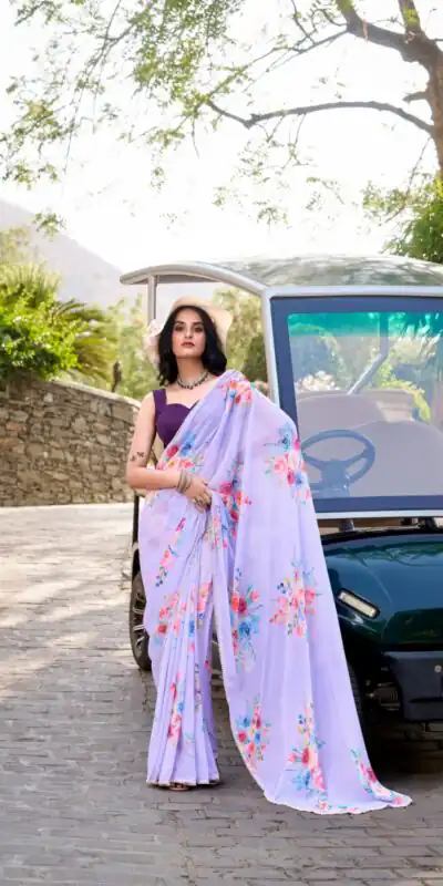 Light Purple Weightless Marble Floral Printed Saree | Sarees, Bollywood Sarees, Creative Sarees, Designer Sarees, Embroidered Sarees, Ethnic Saree, Modern Digital sarees, Party Wear Sarees