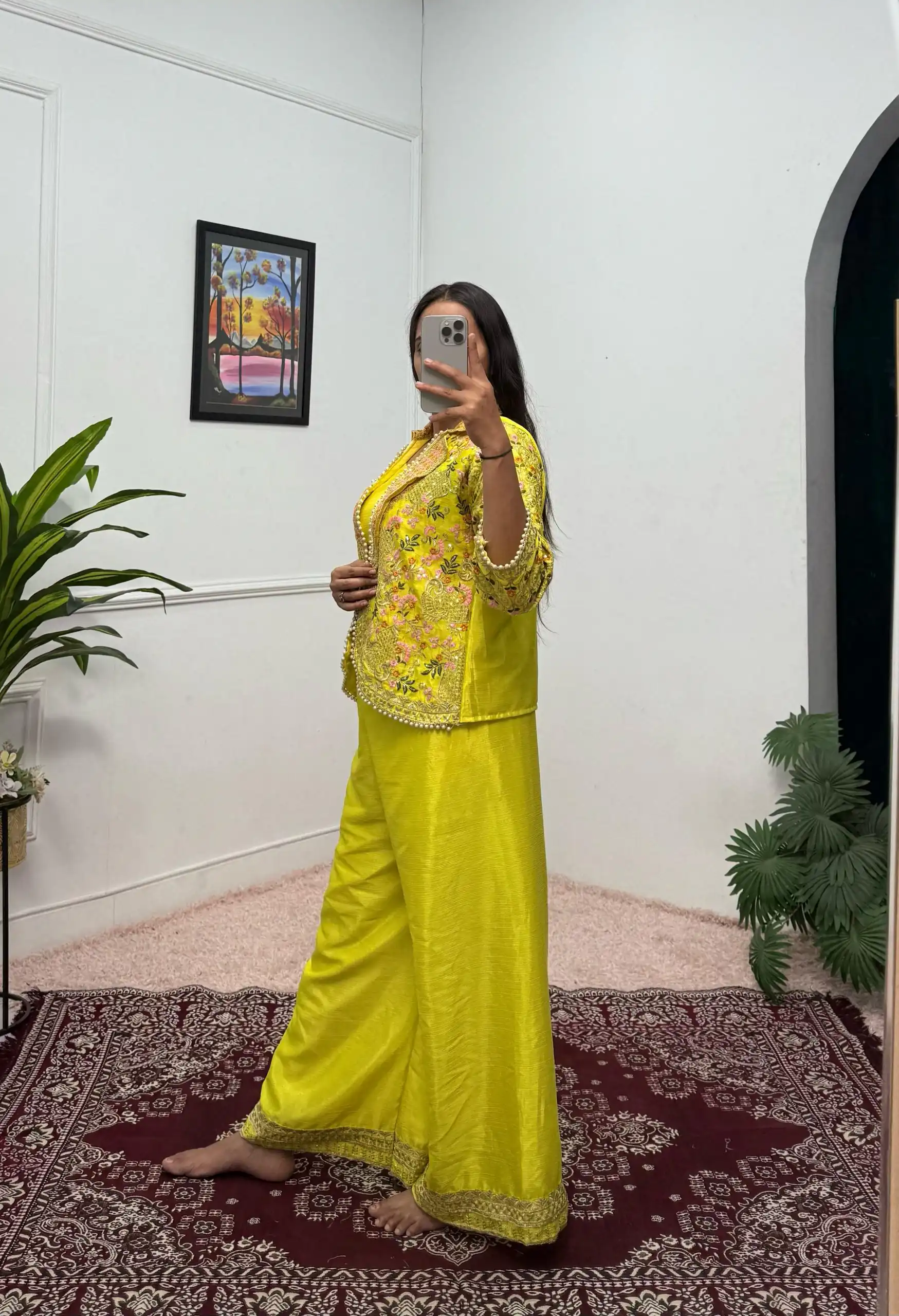 Light Yellow Chinon Embroidery With Moti Lace Salwar Suit | Jump Suits, Salwar suit, Casual Suits, Creative suits, Designer Suits, Palazzo Suits, Party Wear Suits, Patiala Suits, Straight Suits