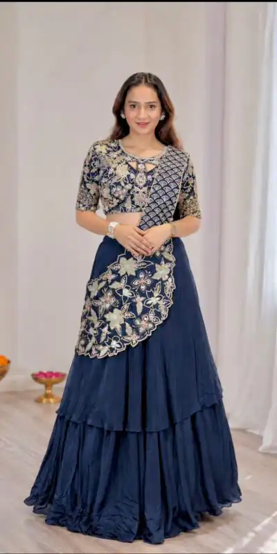 BB 75 Nay Blue Color French Crape Saree with Embroidery Work. Wedding, Party, Festive, Online Best Price ₹2399. Delivery 4-6 Working Days. Shop now. | Sarees, Bollywood Sarees, Creative Sarees, Designer Sarees, Embroidered Sarees, Ethnic Saree, Modern Digital sarees, Party Wear Sarees