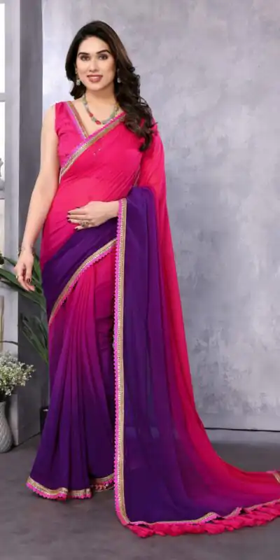 Magenta Faux Georgette Party Wear Saree | Sarees, Bollywood Sarees, Creative Sarees, Designer Sarees, Embroidered Sarees, Ethnic Saree, Modern Digital sarees, Party Wear Sarees