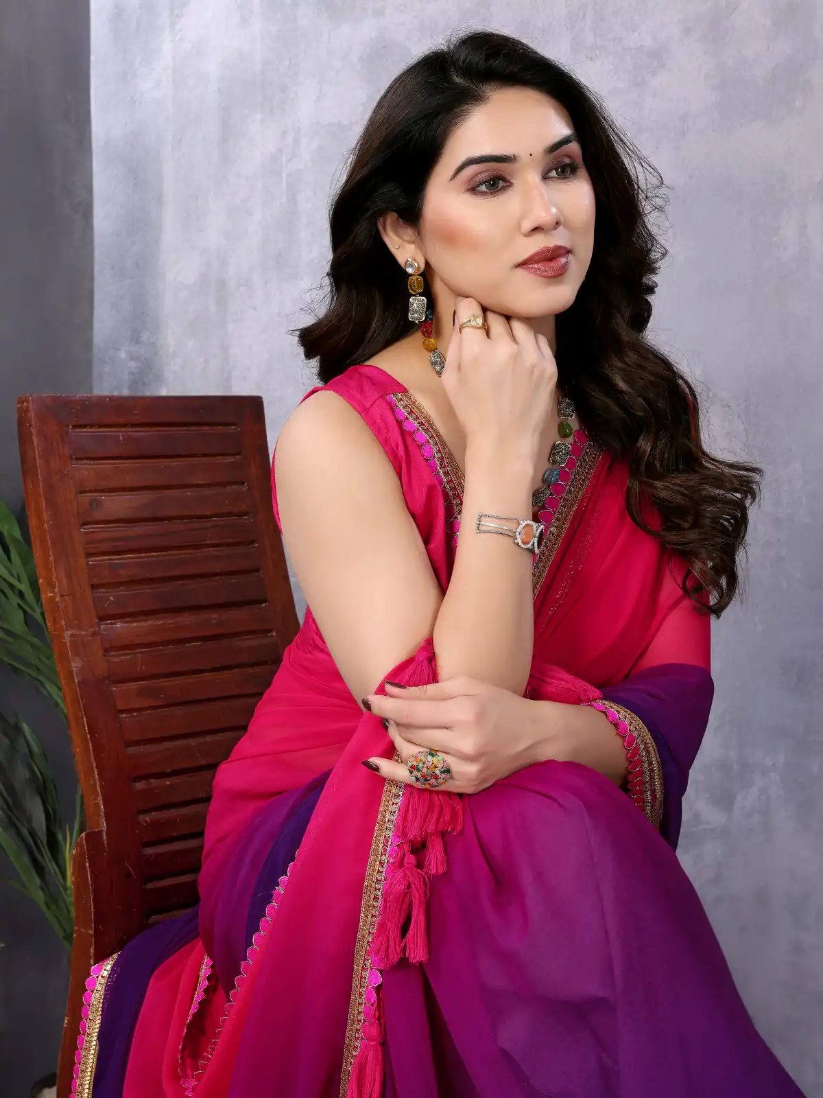 Magenta Faux Georgette Party Wear Saree | Sarees, Bollywood Sarees, Creative Sarees, Designer Sarees, Embroidered Sarees, Ethnic Saree, Modern Digital sarees, Party Wear Sarees