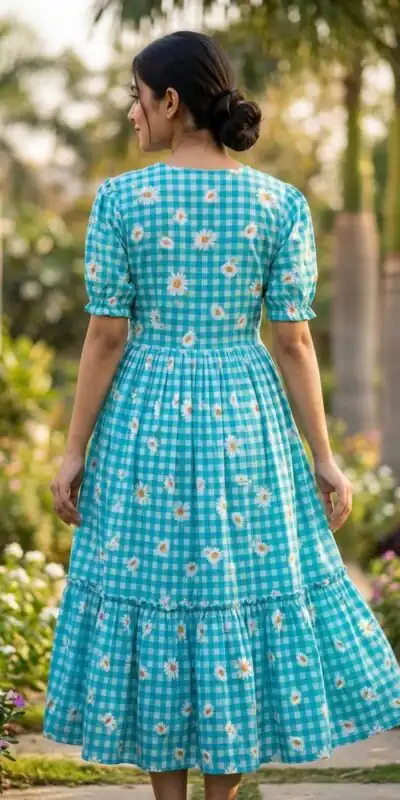 KA 1257 Blue Muslin Silk Gingham Printed Kurti with Designer Work. Special Price ₹1519. Delivery 4-6 Working Days. Shop now. | Kurti, Bollywood Kurti, Creative Kurtis, Designer Kurti, Party Wear Kurti, Selfie Kurti