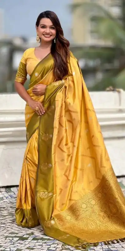 Mahendi Banarasi Silk Weaving Zari Work Saree | Sarees, Bollywood Sarees, Creative Sarees, Designer Sarees, Embroidered Sarees, Ethnic Saree, Modern Digital sarees, Party Wear Sarees