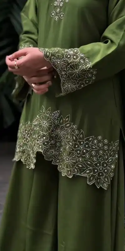 Mahendi Chinon Silk Embroidery Lace Work Salwar Suit | Jump Suits, Salwar suit, Casual Suits, Creative suits, Designer Suits, Palazzo Suits, Party Wear Suits, Patiala Suits, Straight Suits