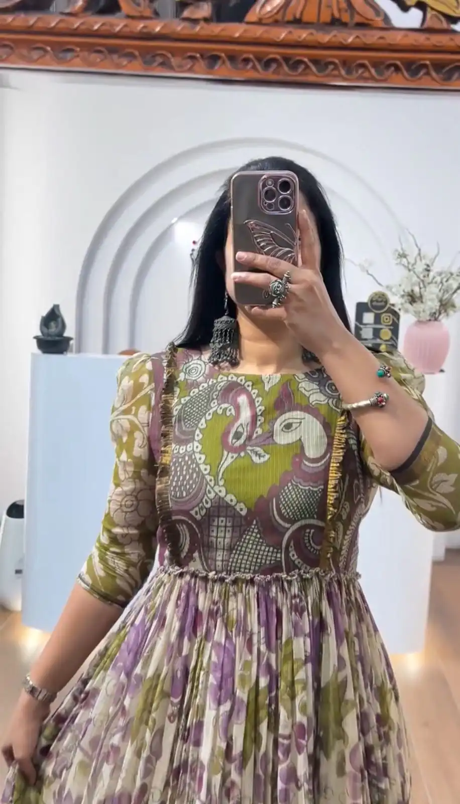 Mahendi Cota Checks Kalamkari Print Gown | Gowns, Bollywood Gowns, Creative Gowns, Designer Gowns, Embroidered Gowns, Party Wear Gowns