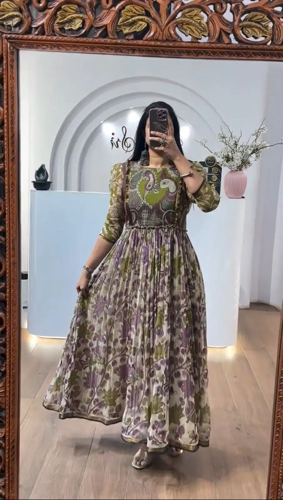 Mahendi Cota Checks Kalamkari Print Gown | Gowns, Bollywood Gowns, Creative Gowns, Designer Gowns, Embroidered Gowns, Party Wear Gowns